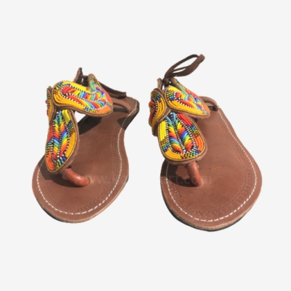 Maasai Beaded Leather Toe-Post Sandals