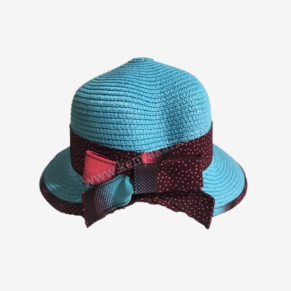 Woven Sun Hat with Ankara Bow Accent - Image 4