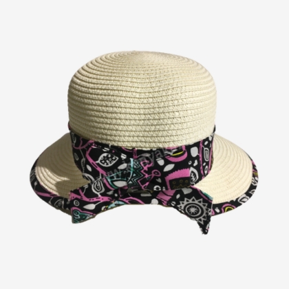 Woven Sun Hat with Ankara Bow Accent - Image 3
