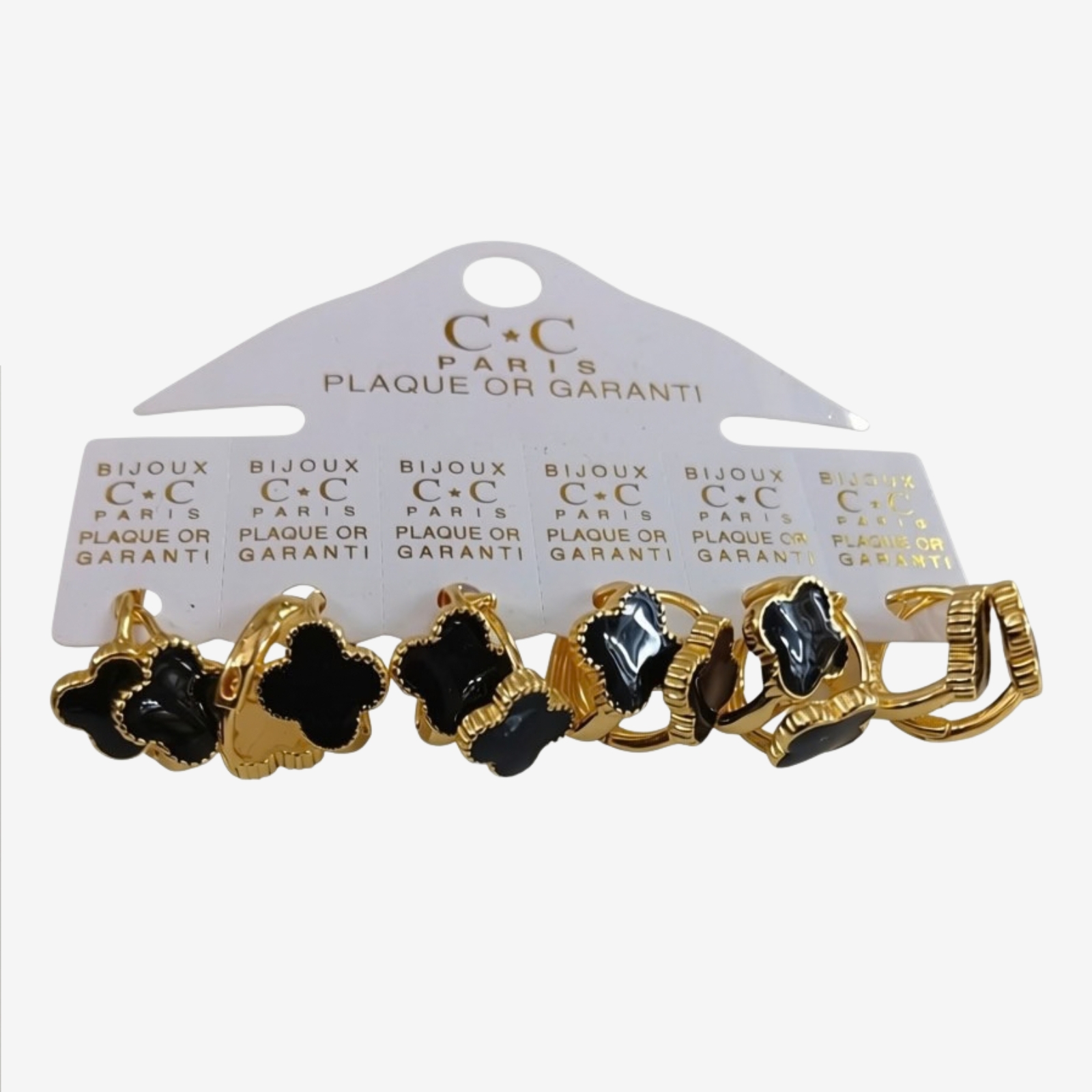 C&C Paris Gold-Plated Four-Leaf Clover Huggie Hoop Earrings