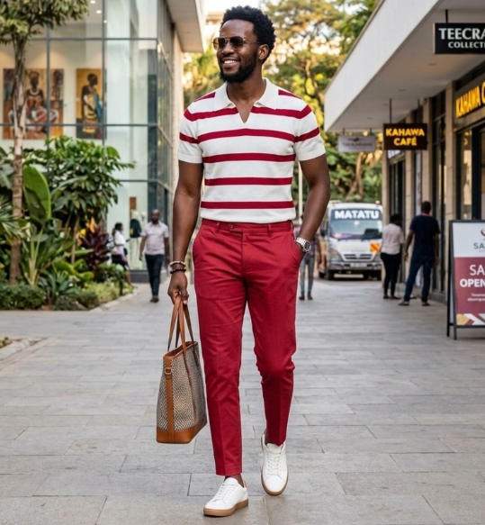 man-in-red-polo-shirt-walking