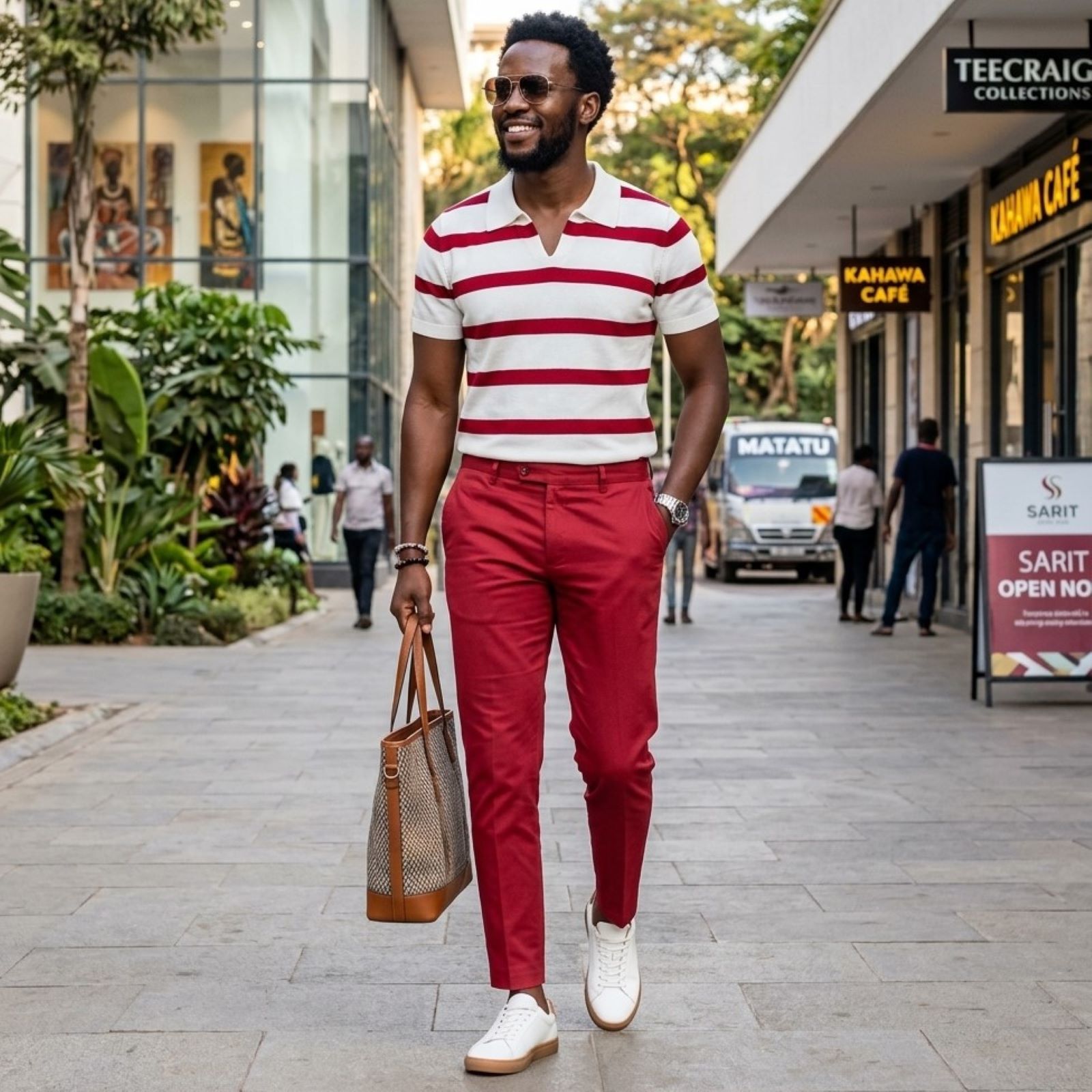 Freya Open-Neck Striped Short-Sleeve Polo